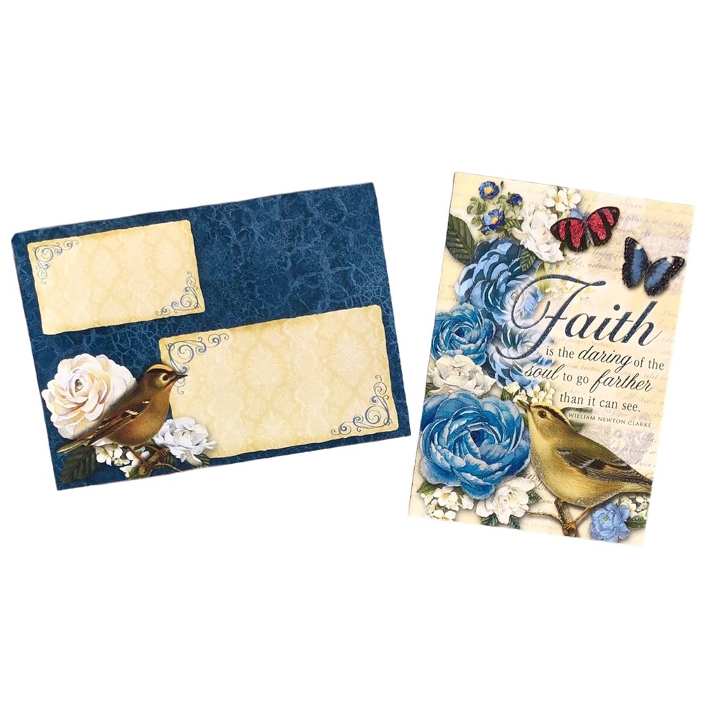 Punch Studio Single (1) Faith Bird Garden Embellished Blank Card & Env (94316)